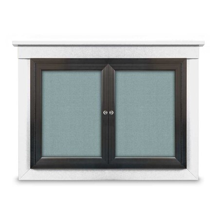 United Visual Products 48"x36" 2-Door Enclosed Letterboard, Header, Grey Vinyl/Walnut UV2624HD-WALNUT-GREYVL